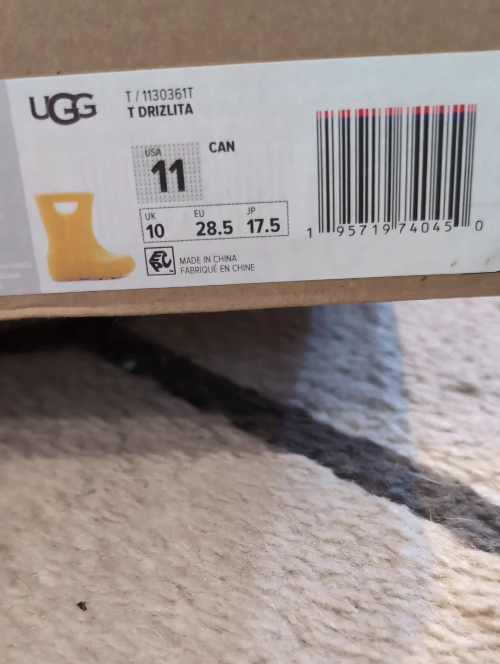 UGG Kids Yellow Handle Rain Boots